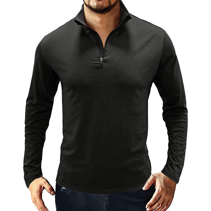 Men S Long Sleeve Polo Shirt Solid Color Casual Fit