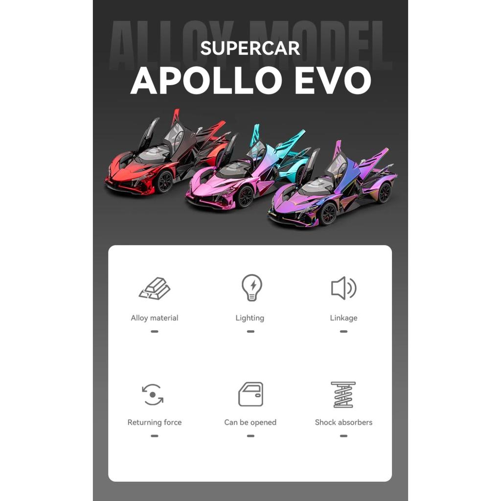 1/24 Проект Аполлон EVO Гальванизированный Спортивный Автомобиль Сплав Модель Литой Металл Гоночный Автомобиль Транспортные Средства Дом Модная Игрушка Украшения Подарки