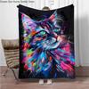 8 Size Colorful Cat Flannel Throw Blanket,Soft Throw Blanket for Home Bedroom Bed Sofa Picnic Travel Office Cover Child Gift