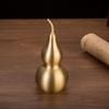 Exquisite Brushed Brass Gourd Pendant - Home Entrance Ornament & Housewarming Gift
