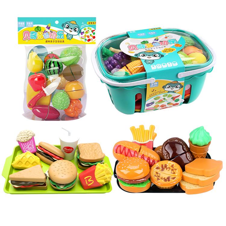 Kids' Pretend Play Kitchen Set: Veggies, Fruits, Burger & Fries
