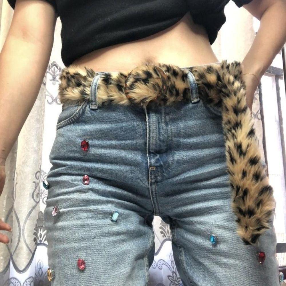 Смола Пряжка Леопардовый Принт Плюшевый Пояс Меховой Аксессуар для Костюмов для Джазовых Танцев Уличная Одежда