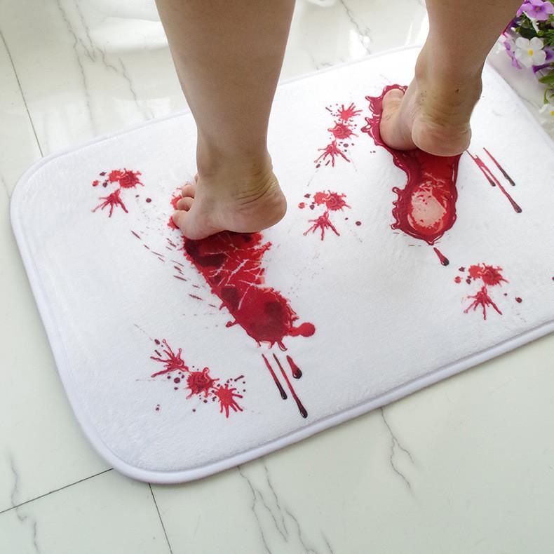Halloween Cartoon Door Mat With Blood Footprint Pattern For Home Entryway Decor