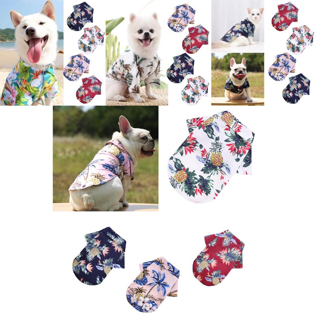 Летняя одежда для щенков Футболка с принтом ананасов в гавайском стиле для маленьких и средних собак и кошек, удобный шифоновый материал