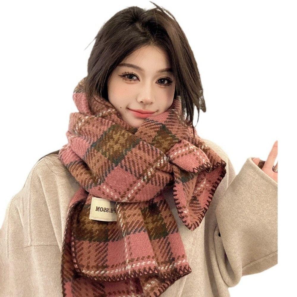 Soft Vintage Check Warm Shawl Vintage Check Fall Winter Neck Wrap Women Plaid Scarf Girls