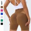 High-Waist Peach Butt Pleated Yoga Shorts - Women's Seamless Tummy Control Fitness & Cycling Wear