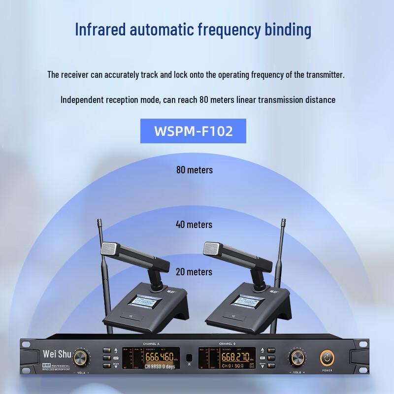 Weishu WSPM-E102 Профессиональная беспроводная UHF-система конференц-микрофонов (Китайская версия)