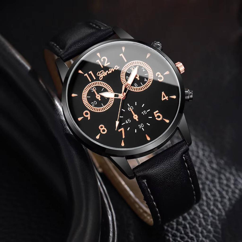 2 шт./компл. Мужские деловые часы с арабским циферблатом, мужские кварцевые часы, модные наручные часы с кожаным ремешком, Reloj Hombre