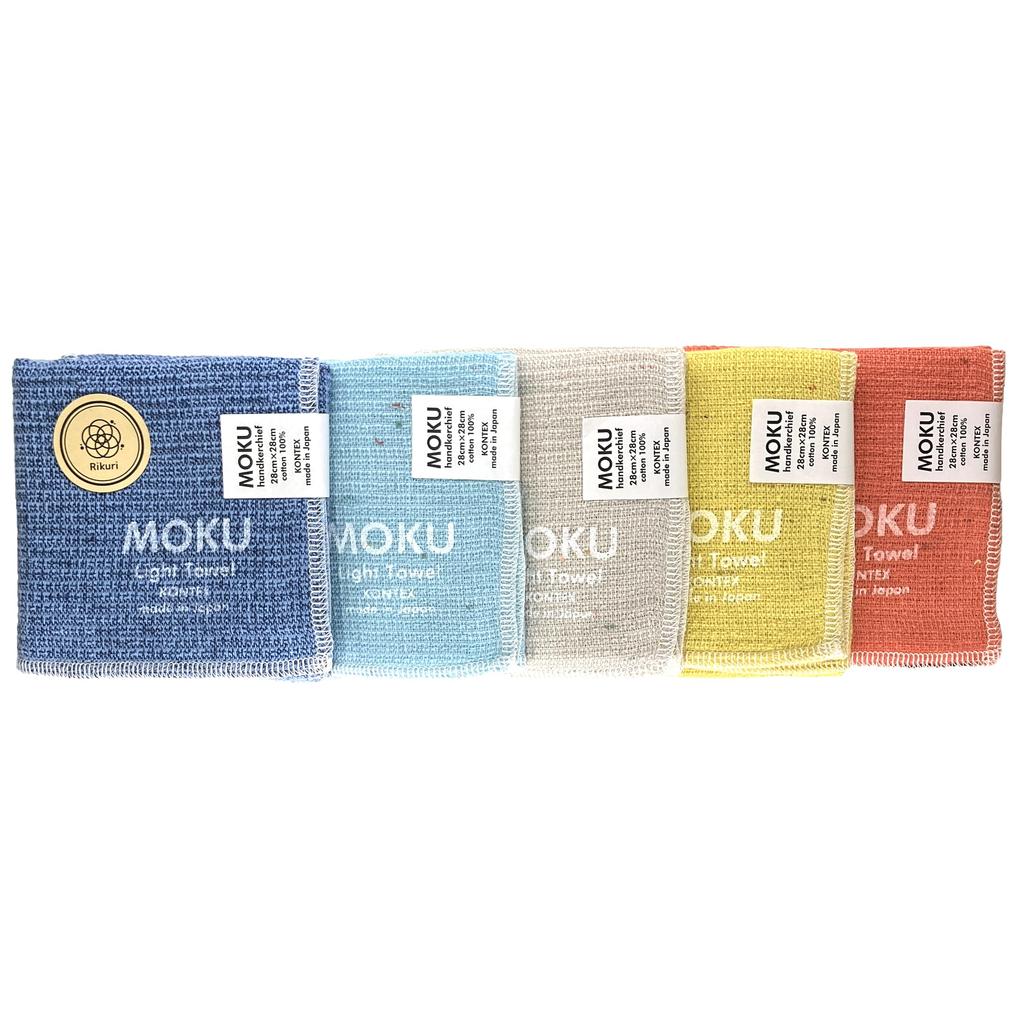 Rikuri MOKU Handkerchiefs, 5-Piece Set, Thin, Quick-Drying, Stylish, and Absorbent, Perfect for Gifts and Thank You Gifts (Colorful)