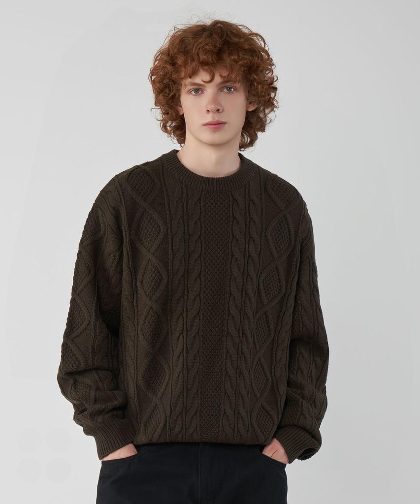 UNTAPPED STUDIO [2Pack] Oversized Aran Cable Round Knit 5 Colors