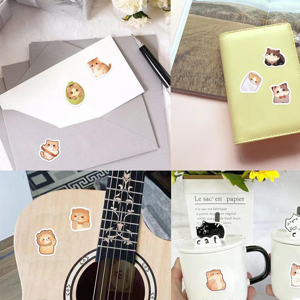 500 Pieces/roll Roll Sticker Tape Big-eyed Cat Sticker Handbook Material Decorative Envelope Seal Sticker