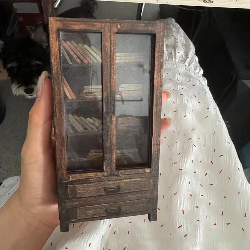 Сенсорная миниатюрная книжная полка, деревянный книжный шкаф, сенсорная книга для дома, школы, путешествий, работы, отдыха, украшений, Gi
