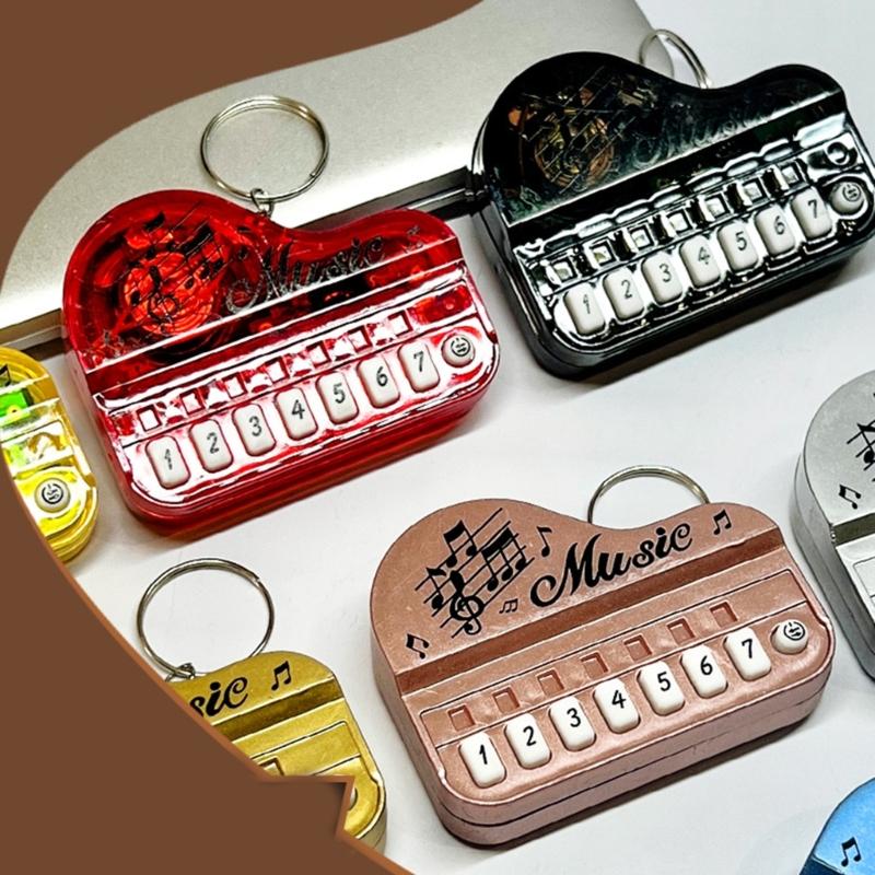 Playable Miniature Piano Keychain Toy For Children Portable Musical Instrument With LED Light Safe Plastic Design