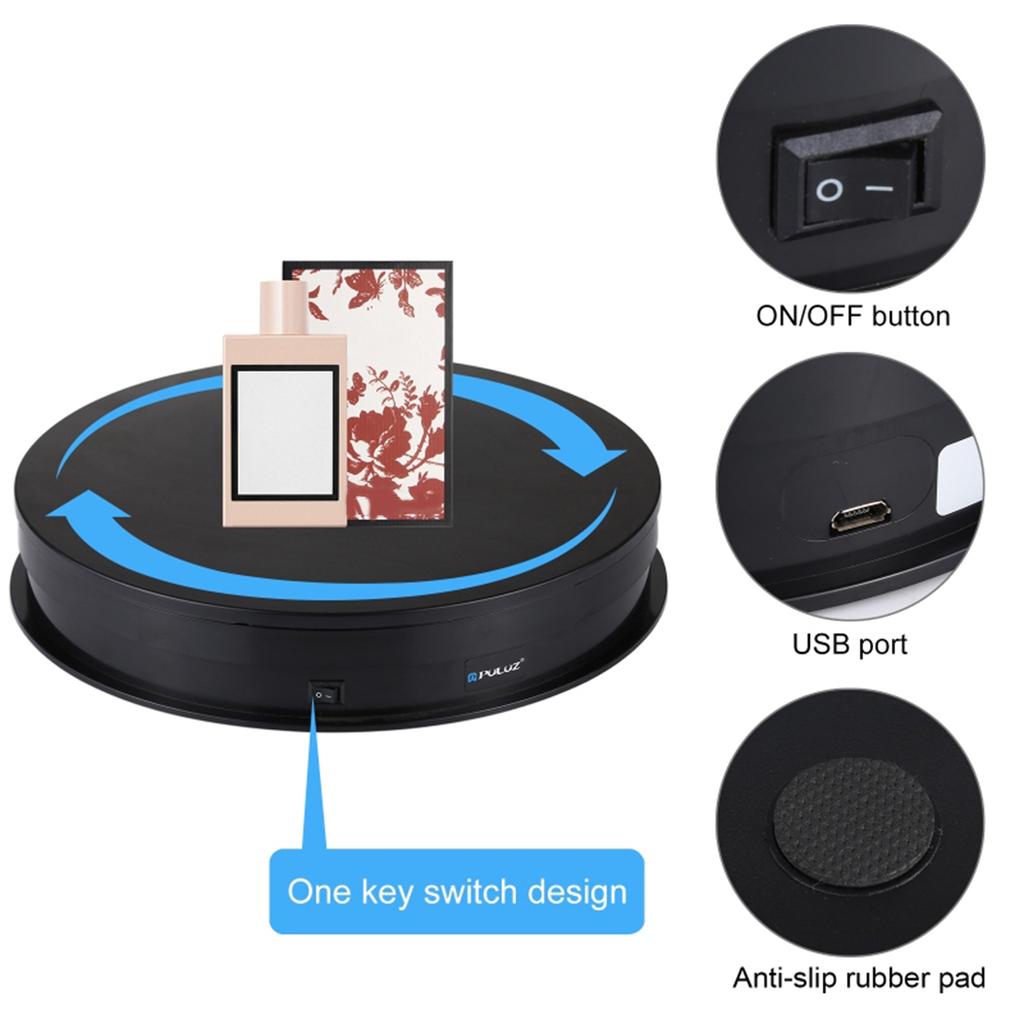 PULUZ Регулируемая скорость USB Электрический вращающийся проигрыватель Стенд для видеосъемки Реквизит Поворотный стол