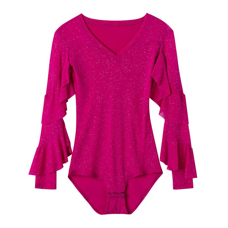Женский комбинезон для латиноамериканских танцев с длинными рукавами - современный, национальный стандарт, одежда для выступлений на осень/зиму