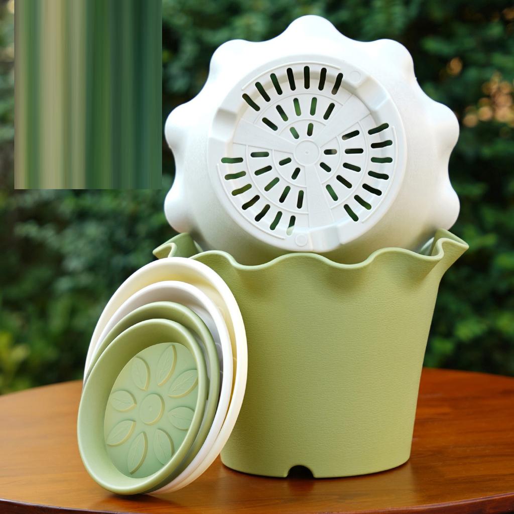 Flowerpot With  Leaf Edge, Thickened Plastic, Indoor Balcony, High Appearance Level ,wavy Edge Pot