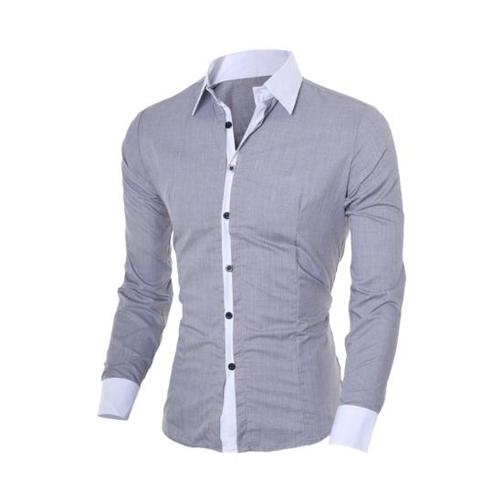 Осенне-весенняя мужская рубашка с отложным воротником, однобортная, контрастного цвета, приталенный кардиган с длинными рукавами и пуговицами, повседневная одежда средней длины, топ