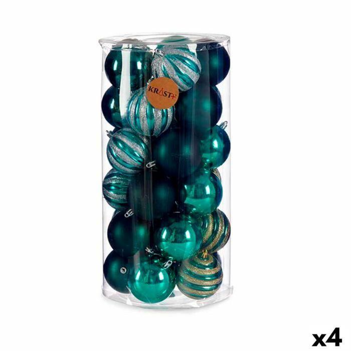 Boules de Noël - Lot de 4 - PVC Bleu - 8 cm - Décoration Élégante