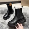 Fashion 2024 New Women Walking Designer Casual Outdoor Square Heel Boots Women Slip On Retro Platform Motorcycle Boots Shoes for Women