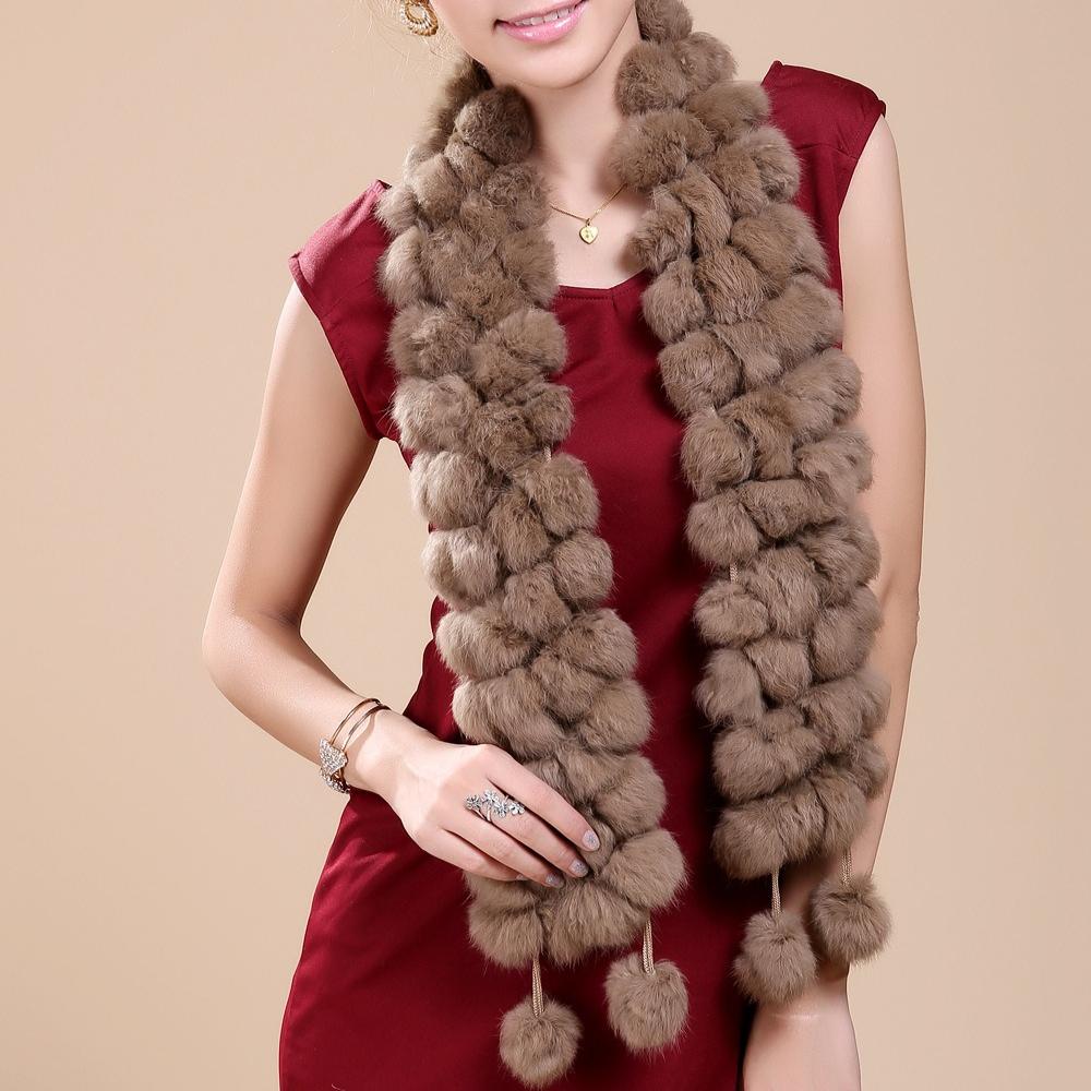 Women Winter Warm Rabbit Fur Scarf Hot Sale Natural Rabbit Fur Muffle Lady Scarves
