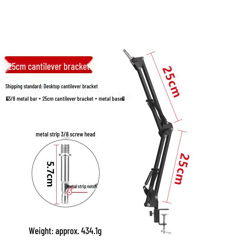Adjustable Dual Boom Arm Microphone Stand for Desktop with Telescopic Base and Tablet Clamp, Perfect for Live Streaming and Singing.