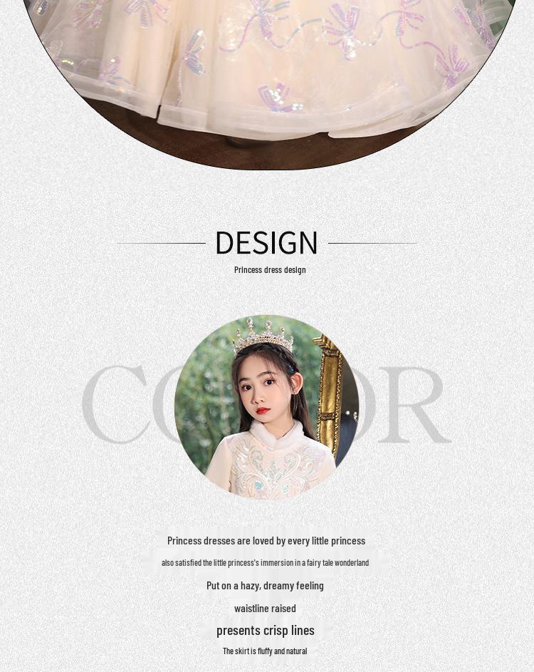 Осенне-зимнее утолщенное платье принцессы на день рождения для девочек - платье для девочки-цветочницы, ведущей свадьбы, костюм для выступления на фортепиано