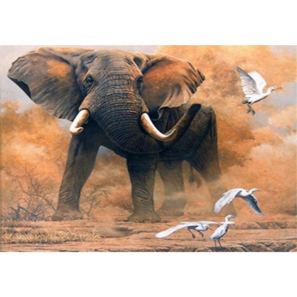 5D DIY Diamond Painting Animal Elephant Rhinestone Picture Full Diamond Embroidered Elephant Mosaic Art Furniture Decoration
