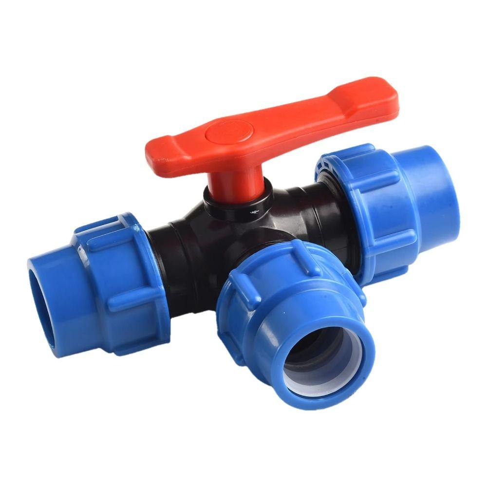 Plastic 3-Way Ball Valve 20/25/32/40/50mm Water Pipe Fittings PE Pipe Faucet Diverter  Garden