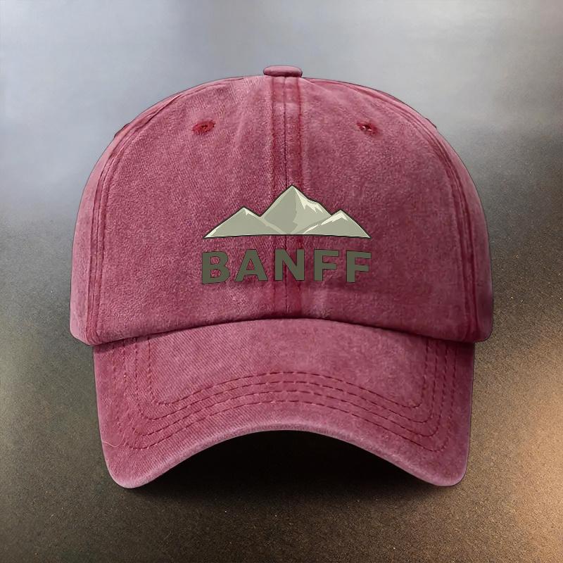 A Banff Mountainscape Printed Washed Hat a Sunshading Baseball Cap for Daily Outings a Musthave Fashionable Couples Hat a