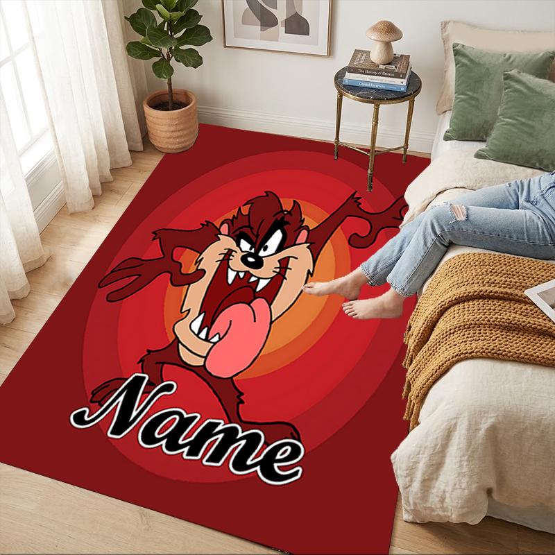 Custom Name Tazmanian Devil Living Room Non-Slip Area Rug Soft Carpet for Bedroom Kids Playroom Sofa Office Home Decor Doormat