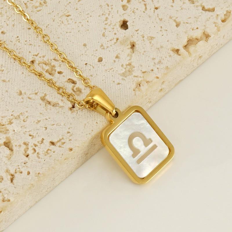 18-каратное золото нержавеющая сталь 12 созвездий ожерелье ювелирные изделия белая ракушка полая подвеска ожерелье для женщин