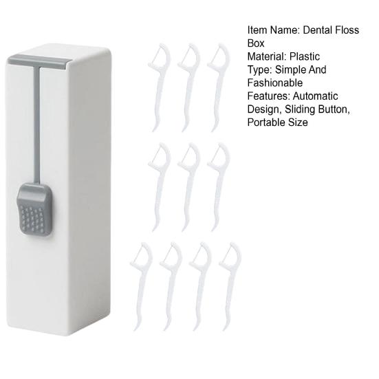 Dental Floss Picks Dispenser Automatic Sliding Button Flosser Storage Box Container Case Portable Travel Pocket Size Floss Pick Holder