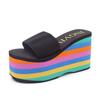 2023 Summer Women Sandals Rainbow Wedges Beach Flip Flops Home Slipper Ladies Outdoor  Heels Shoes Non Slip Soft Zapatos Mujer