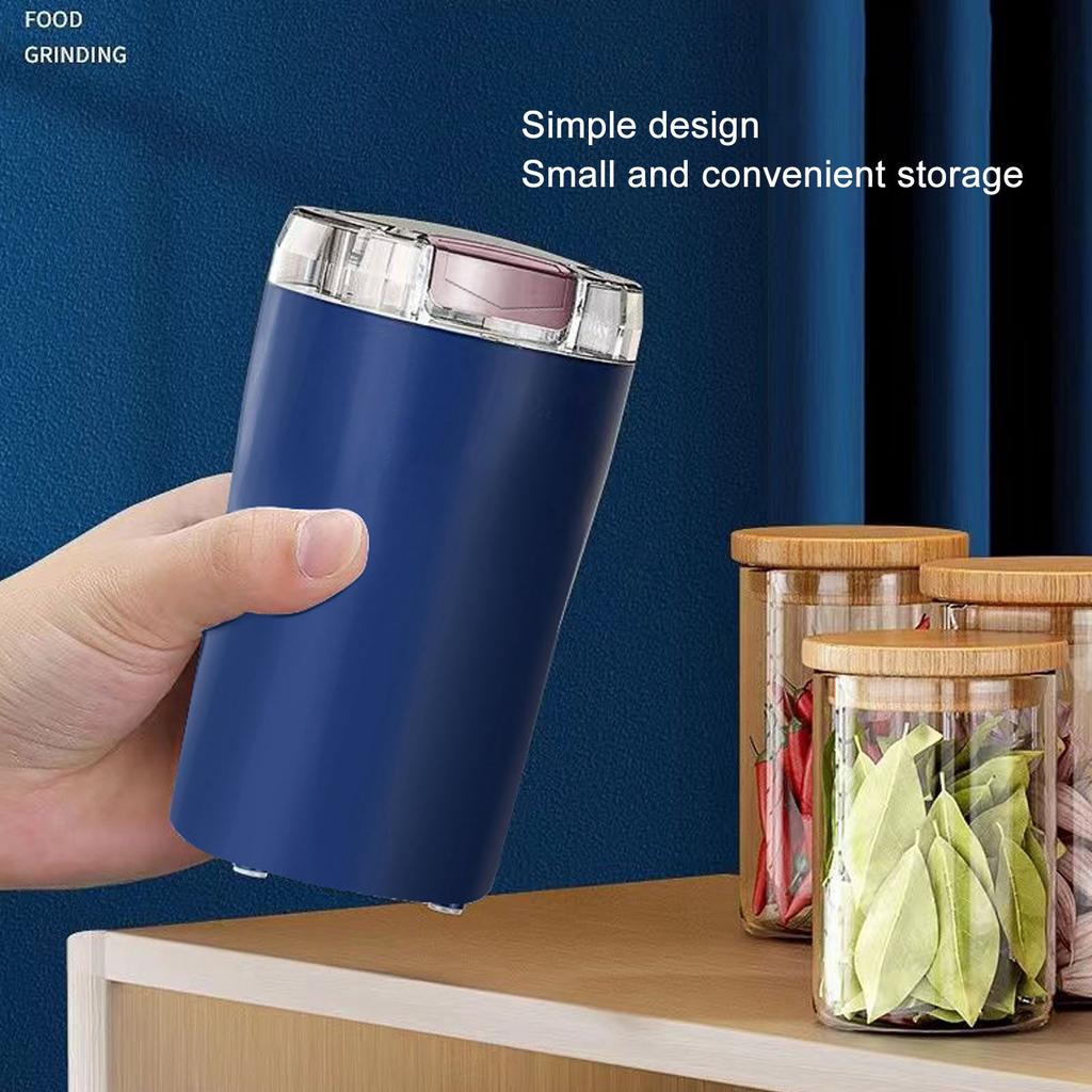 200W Electric Coffee Grinder 80g Capacity For Beans Herbs Spices Stainless Steel Blades Grinding Machine Blue Purple