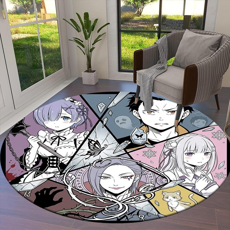 Re Zero Круглый ковер Ковер для гостиной спальни дивана игровой комнаты Декор Нескользящий коврик для пола
