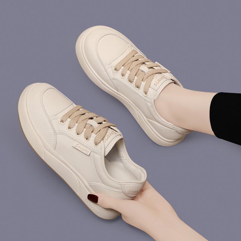 Женские кроссовки на платформе из натуральной кожи — весна/осень 2024 г., визуально увеличивающие рост, модная спортивная/повседневная обувь.