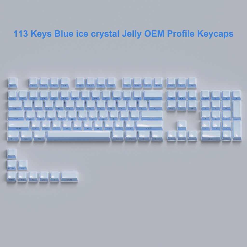 113 клавишных колпачков Jelly Round Side Keycaps Ice Crystal Translucent Pink OEM Profile Key cap для механической клавиатуры Cherry MX 61 68 104