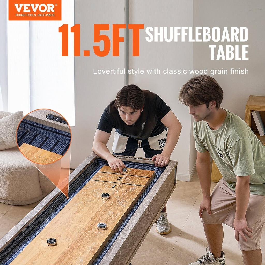 11,5-футовый стол для шаффлборда 2-в-1 Набор игр Shuffleboard и Боулинг