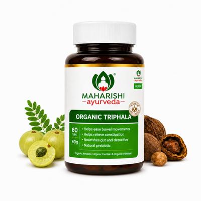 Органические таблетки Трифала Maharishi Ayurveda 1000 мг | Поддерживает ежедневное очищение кишечника | Улучшает самочувствие кишечника | Облегчает запор | Самая чистая Трип
