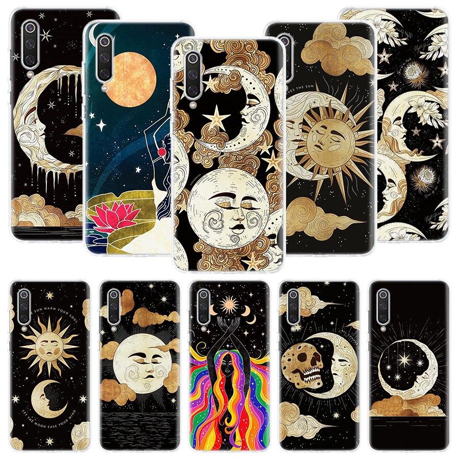 Забавный чехол для телефона Sun Moon Face для Xiaomi Redmi Note 10 9 8 11 Pro 11T 11S 10S 9S 9A 9C 9T 8T 8A 7 7A 5 Art Pattern Cover Coque