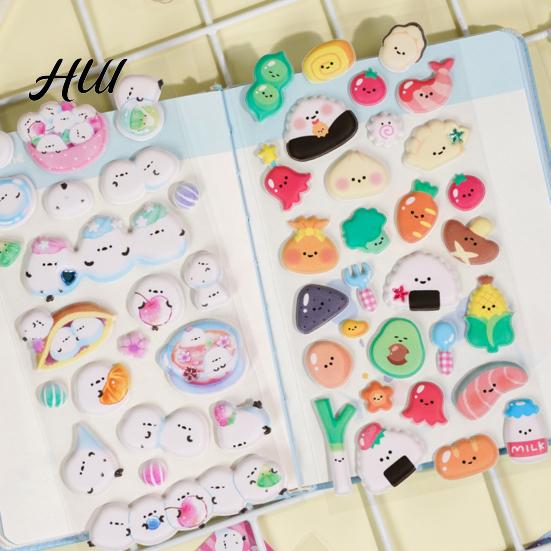 Glow-in-the-dark Stickers 1/4 Sheets Luminous 3D Puffy Sticker Cartoon Cat Food DIY Phone Case Notebook Scrapbooking Decorative Preschool Teacher Boy