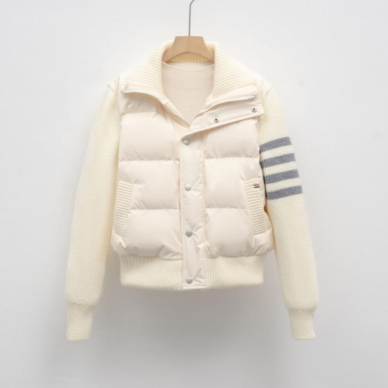 90 down new national standard duck down new knitted splicing striped light down jacket short coat women