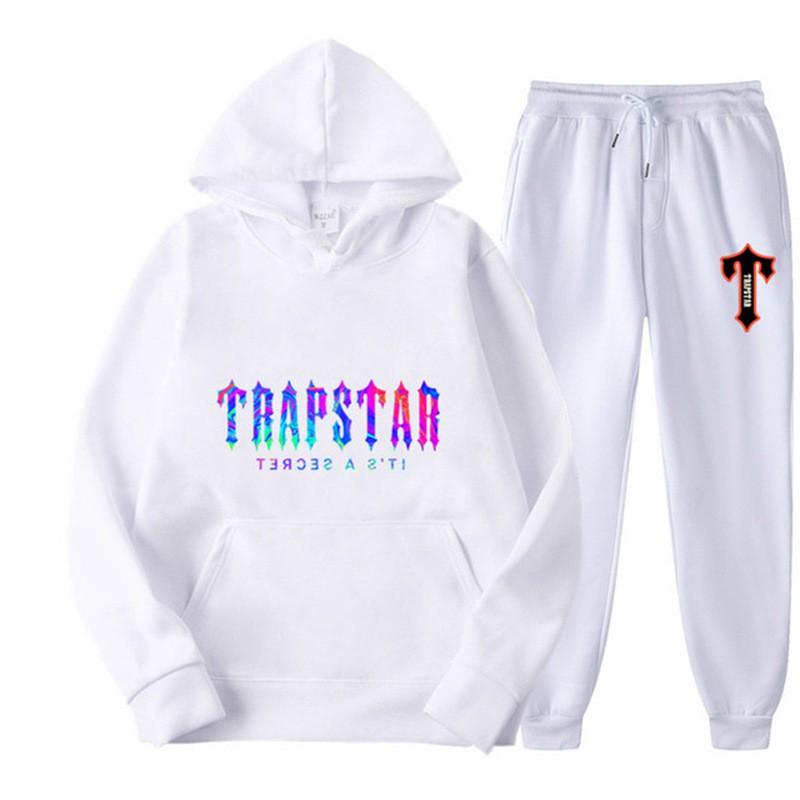Unisex Oversized Hooded Sweatshirt Jogger Pants Set Multi-Color Letter Print Warm Cotton Blend Loungewear