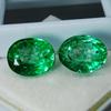 Natural Green Emerald Loose Gemstone 12 ct Oval Shape Pair for Jewelry Making and Gem Collections