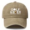 A Printed Baseball Cap That Says Golf And Beer ThatS Why IM Here This Vintage Washed Adjustable Dad Hat Is Designed for G