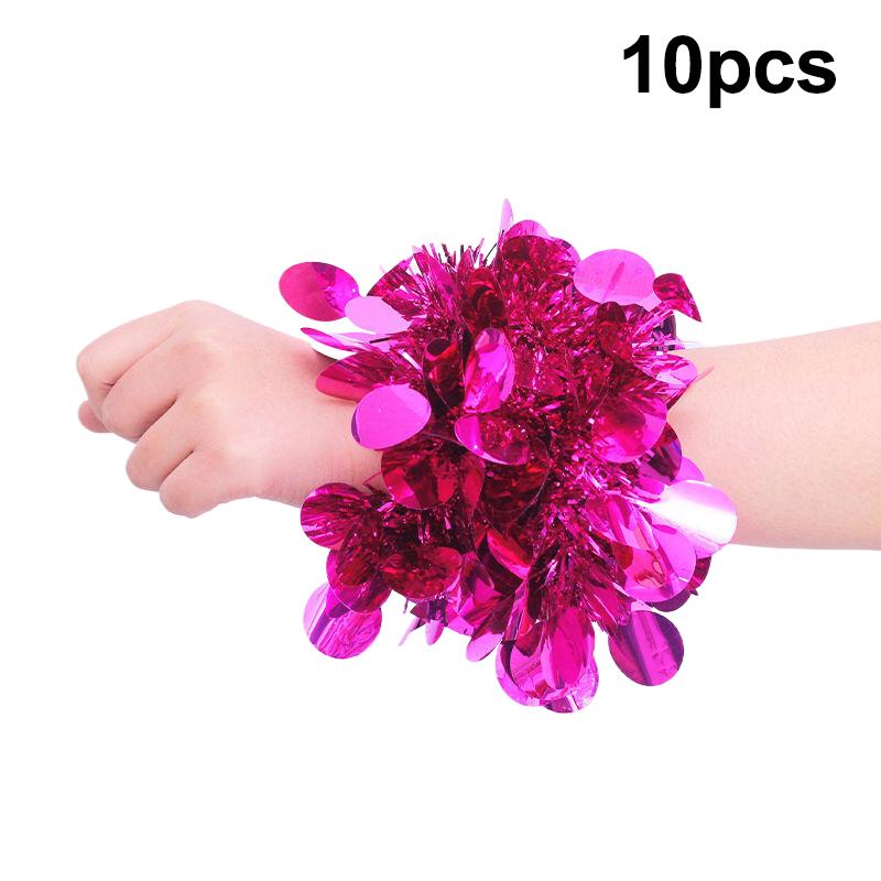 10 шт. Разноцветный мишурный браслет Эластичная лента Взрослые Дети Универсальный Реквизит для танцевального выступления Мишурный браслет на запястье для группы поддержки