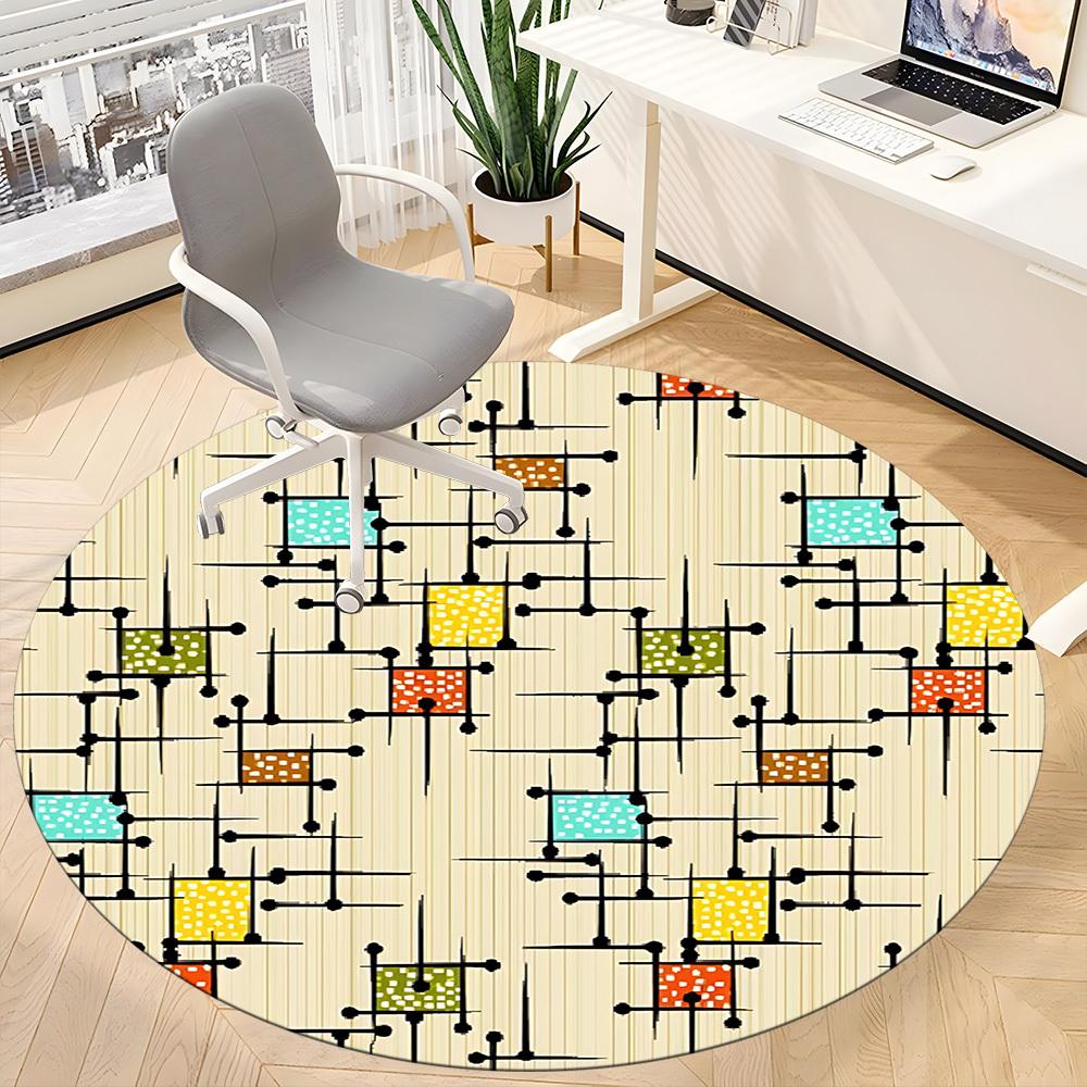 1pc Abstract Pattern Office Round Rug, Non-slip, Soft and Durable Office Rug for Interior Decoration, Perfect for Office, Beautiful Decoration yy26031