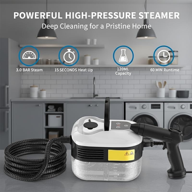 Portable 2500W High Temperature Pressurized Handheld Steam Cleaner with 6 Adjustable Levels Cleaning Machine for Kitchen Bathroom Furniture Car
