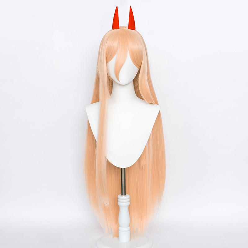 Anime Chainsaw Man Makima Power Cosplay Wig Long Orange Pink Party Role Play Wig