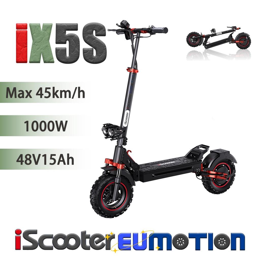 iScooter Складной дорожный электросамокат IX5S для взрослых 1000 Вт, 48 В 15 Ач, двойная подвеска, двойные дисковые тормоза, максимальная нагрузка 150 кг, 11-дюймовый городской электросамокат